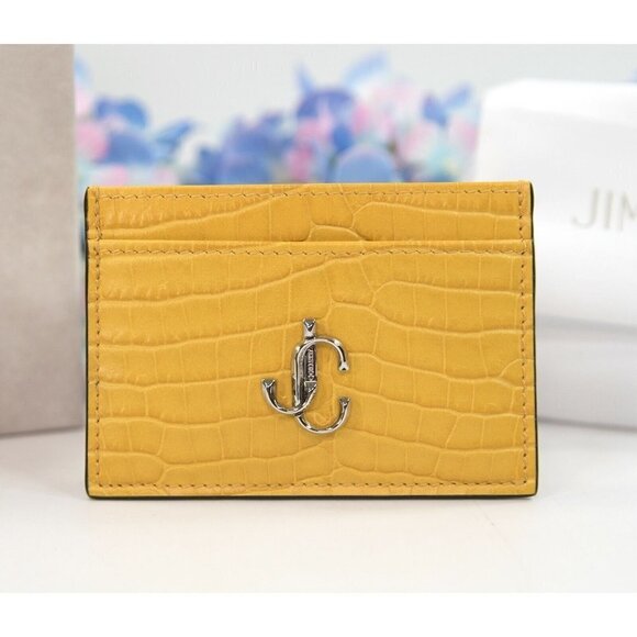 Jimmy Choo Handbags - Jimmy Choo Umika Dark Sun Yellow Croc Leather Card Case Holder Wallet NWT